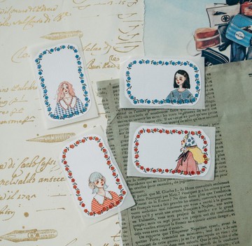 A款 花朵框 八角標籤貼紙 八張一組