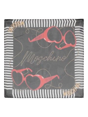 Moschino - logo-print silk foulard - men - Silk - One Size - Black