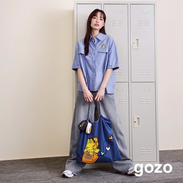 【gozo】gozox小虎❤️call me tonight戀語刺繡手提袋(淺灰/深藍_F) | 女裝 現貨 百搭