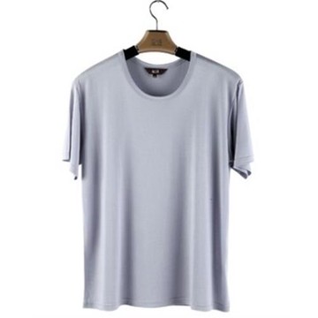 杭州絲綢男士100%桑蠶絲上衣純真絲針織短袖寬松T恤夏季透氣舒適