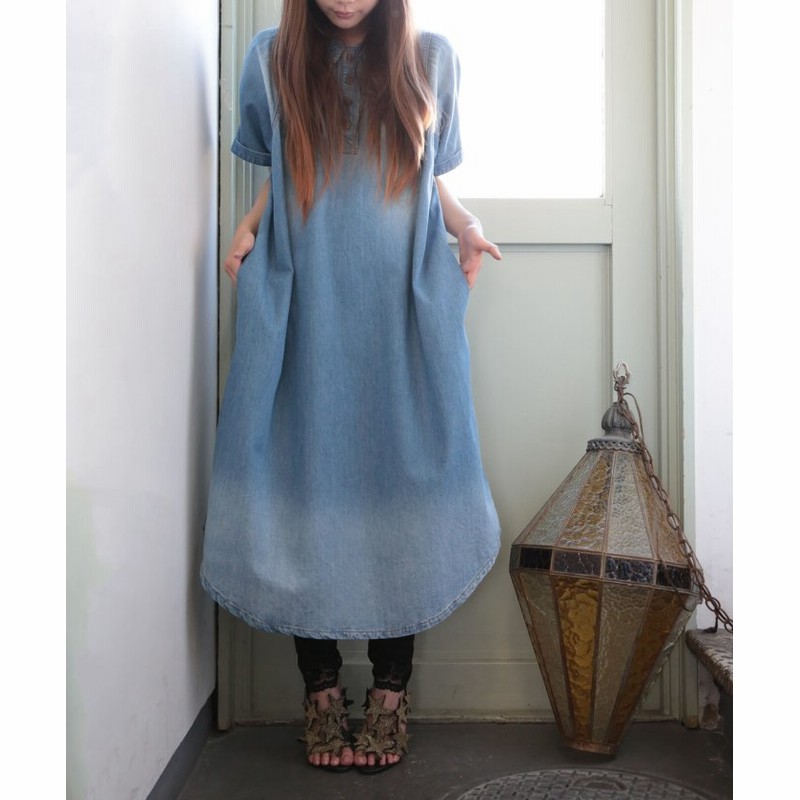 オシャレウォーカー ピュアヴィンテージデニムロングワンピ レディース ブルー フリーサイズ Osharewalker 通販 Lineポイント最大get Lineショッピング