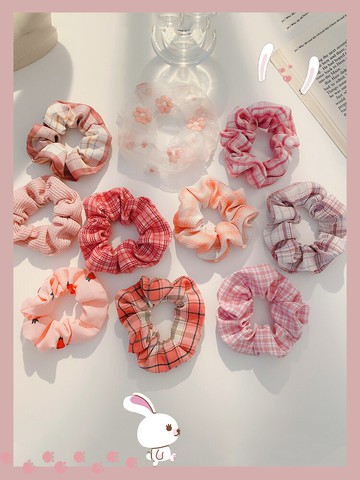 粉色系丸子頭網紅發繩扎頭皮筋豬大腸發圈女ins簡約肥腸頭繩發帶