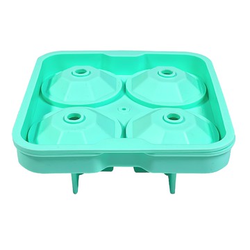 FANCY LIFE 造型矽膠冰格 4格  模具(12.5 x 12 x 4cm) + 冰塊鑽石造型(4.8 x 4cm)  1個  薄荷綠