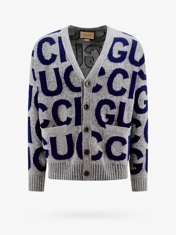 Wool cardigan with all-over logo - GUCCI - gender_Man