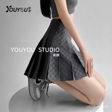 【依啦】小個子女短裙灰色佑遊jk裙子百褶裙格子2025半身顯瘦夏季高腰新款格子裙 微胖穿搭 夏天裙子 甜妹裝 jk百褶裙