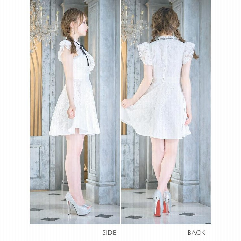 キャバドレス ミニ フレア 膝丈 レース リボン xl 大人 大きい