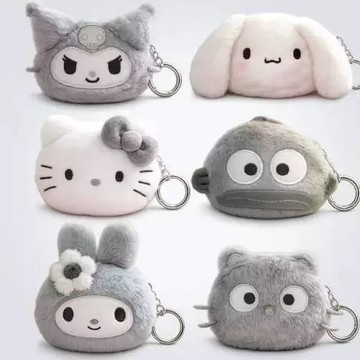 SANRIO 三麗鷗 灰色系 毛茸茸 耳機包 共六款 韓國限定