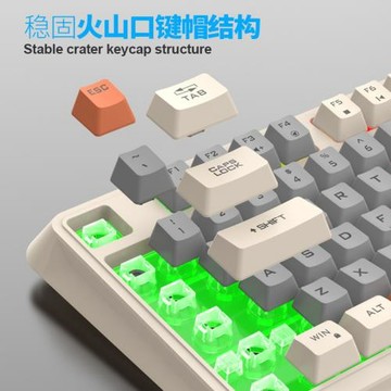 炫銀狐K82有線薄膜旋鈕鍵盤三拼色發光機械手感臺式電腦辦公游戲