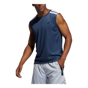 adidas Casual Round Neck Pullover Alphabet Printing Basketball Sports Vest Navy Blue / White