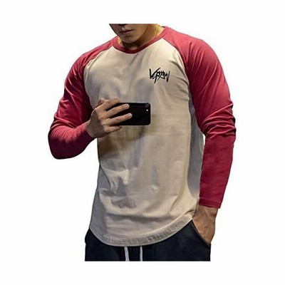 Mech Eng メチーエング メンズ Tシャツ 長袖 トレーニングウェア スポーツウェア フィットネス 綿 ストレッチ ホワイトレッド L 通販 Lineポイント最大get Lineショッピング