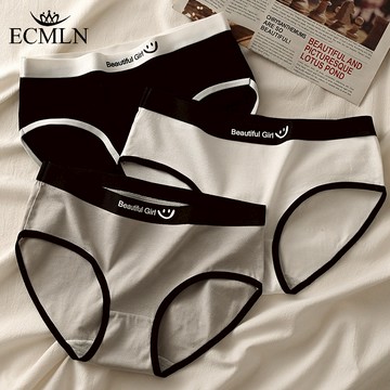 Ecmln 日式無縫女式內褲可愛女孩中腰透氣女士三角褲 M-XL