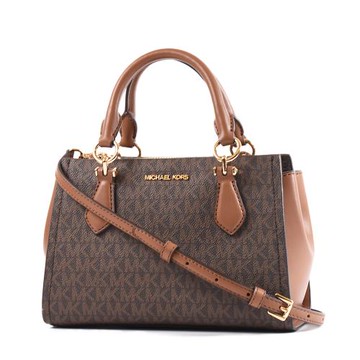 MICHAEL KORS Marilyn 緹花LOGO防刮手提/斜背二用包-咖啡色/小