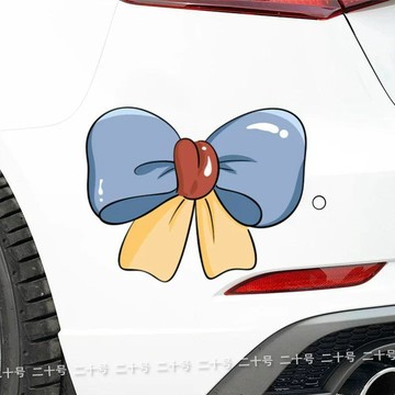 可愛裝飾🎀  摩托電動機車汽車貼紙卡通藍色蝴蝶結車窗車身劃痕遮擋裝飾貼畫花 裝飾貼紙