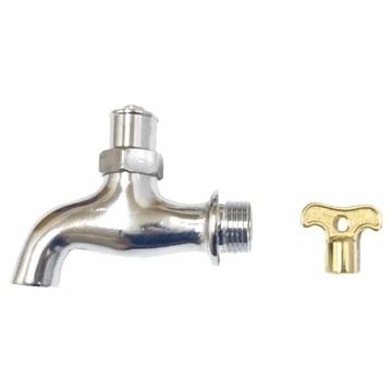 共用栓水龍頭與鑰匙 台製全銅水龍頭本體  8.8 x 4 x 6.7cm  1個