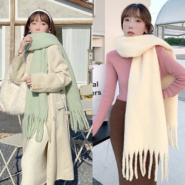 【Seraphic】韓版大尺寸超柔極暖圍巾披肩 大披肩 流蘇圍巾 保暖圍脖