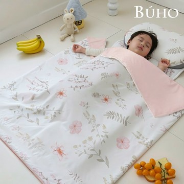 【BUHO布歐】《春日留風》零度冰眠紗涼感兒童睡墊三件組(鋪棉睡墊+涼被+記憶枕)