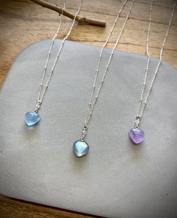 【聖誕飾品】愛心水晶礦石小項鍊 輕珠寶 925銀