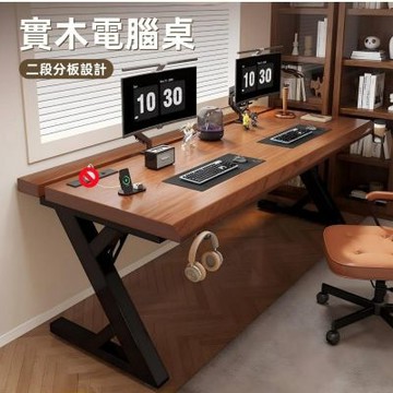 HANACO 電腦桌-140x65cm 卧室家用台式辦公桌 可夾機械臂二段式電競桌 機械臂適用 二段電競桌