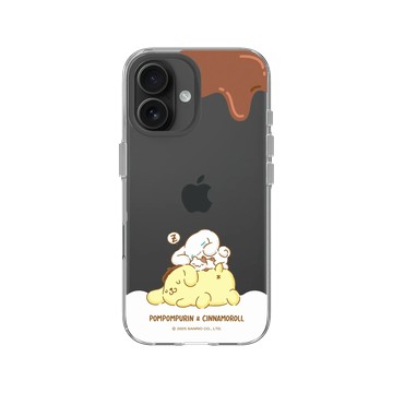 iPhone 16 Clear Case（相機按鈕） 透明 - 三麗鷗-布丁狗＆大耳狗綜合圖 Mix Characters - 慵懶系列-午後時光