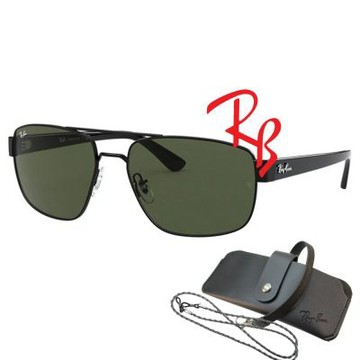 RayBan 雷朋 將軍款設計太陽眼鏡 RB3663 002/31 黑框墨綠鏡片 公司貨(贈RAYBAN眼鏡掛袋)