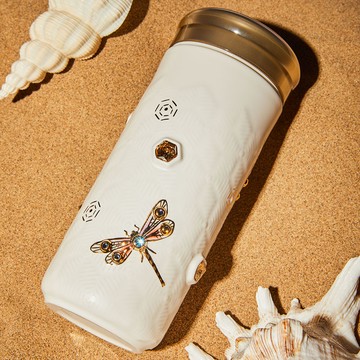 乾唐軒活瓷 | 吉星蜻投意合隨身杯 / 大 / 雙層 / 彩金+水晶 /  2色 330ml