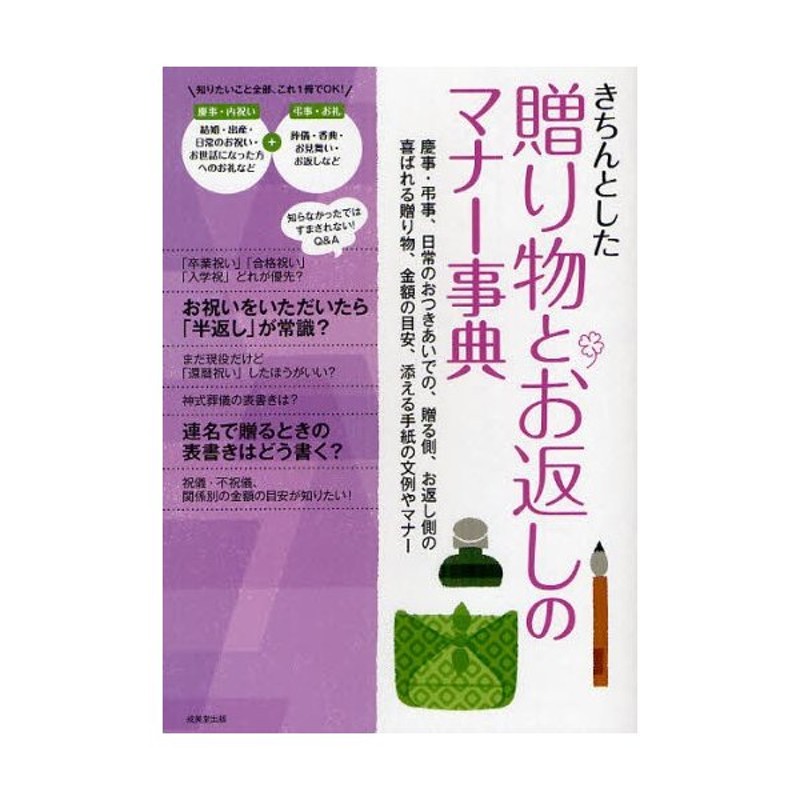 きちんとした贈り物とお返しのマナー事典 慶事 弔事 日常のおつきあいでの 贈る側 お返し側の喜ばれる贈り物 金額の目安 添える手紙の文例やマナー 通販 Lineポイント最大0 5 Get Lineショッピング