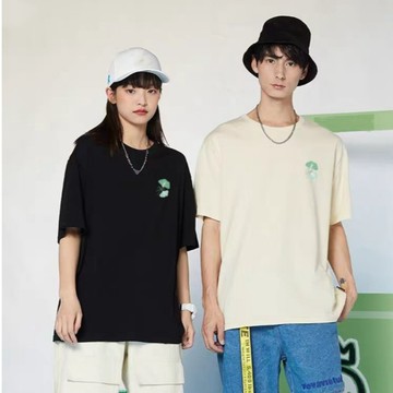 100%纯棉夏装新款美式复古大码短袖T恤女装宽松小众上衣