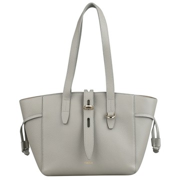 Furla NET系列經典LOGO皮革肩背包(S/大象灰)