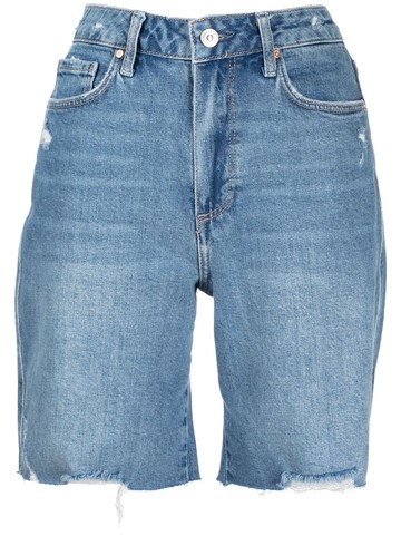 PAIGE - Sammy logo-patch denim shorts - women - Cotton/Elastane - 27 - Blue