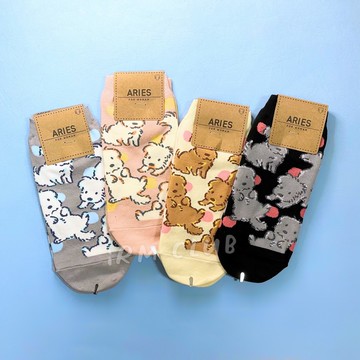 韓國襪子 直版襪 滿版狗狗 台灣現貨 || 可愛動物小圖正韓短筒襪 圓點點中短襪子女襪 || 愛亂買