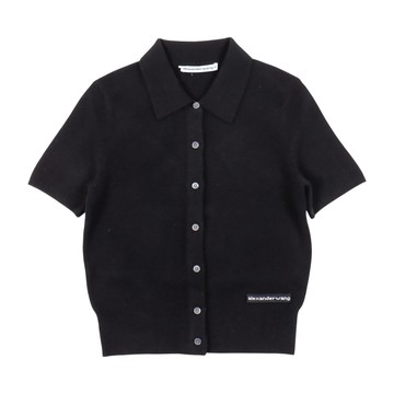 alexanderwang 黑色羊毛短袖 Polo 衫