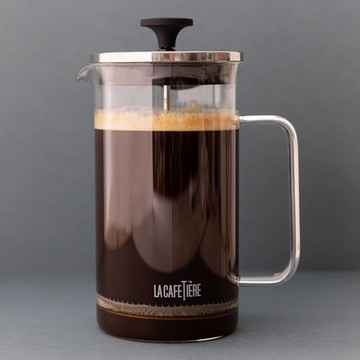 《La Cafetiere》玻璃法式濾壓壺-簡約銀1L-- 泡茶器 冷泡壺 沖茶器 法壓壺 咖啡壺 奶泡杯