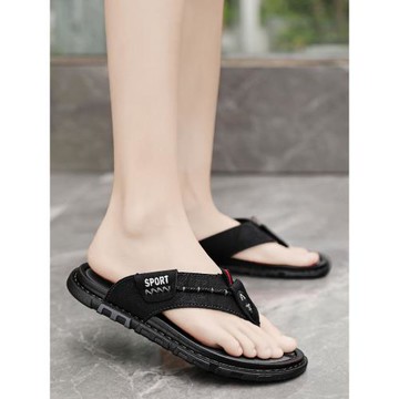 新款夏季人字拖男士拖鞋防滑韓版潮流沙灘鞋真皮涼鞋皮拖男鞋潮鞋