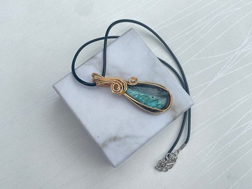 *221049 wire wrapping 拉長石 銅線 繞線 吊墮