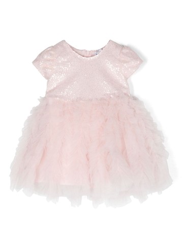 Monnalisa - ruffled tulle flared dress - kids - Polyamide/Cotton/Polyester - 9 - Pink