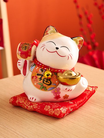 陶瓷招財貓小擺件存錢罐開業禮品家用客廳辦公室桌面裝飾家居飾品