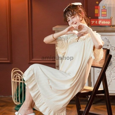 ネグリジェ 春夏 姫 半袖ワンピース フレア ロング丈 パジャマ レディース 大人可愛い部屋着 オシャレゆったり大きいサイズ 通販 Lineポイント最大get Lineショッピング