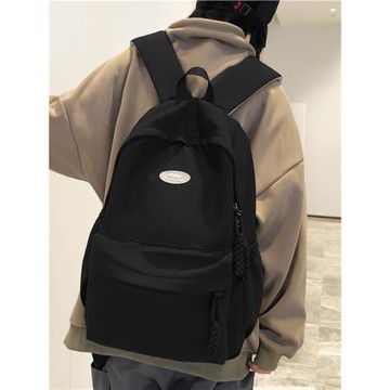 書包女初中生韓版純色大容量日系原宿高中大學生背包男簡約雙肩包