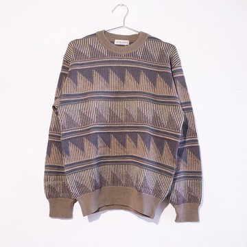復古毛衣 古著毛衣 古著 毛衣 100% 純羊毛 直角三角形針織 00379