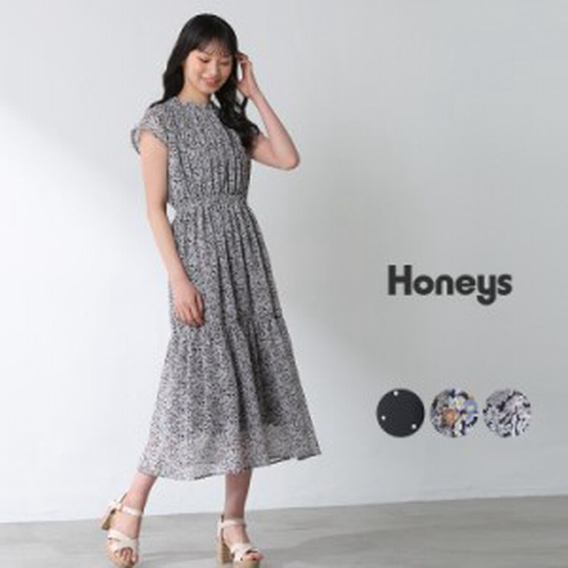 ワンピース フレンチ袖 ティアード 水玉 花柄 おしゃれ レディース 夏新作 Honeys ハニーズ ティアードワンピース Web限定llサイズ有 通販 Lineポイント最大get Lineショッピング