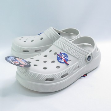 NASA NA100588 防滑Q彈厚底洞洞鞋 拖鞋 防水 防滑設計 果凍膠鞋底 灰【iSport愛運動】