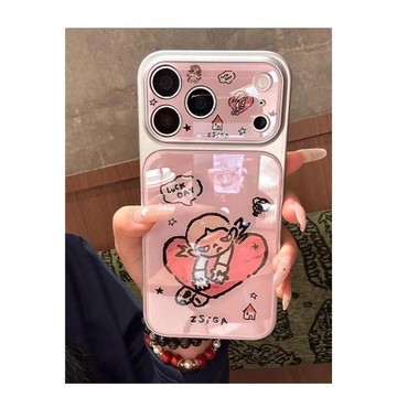 粉底英文愛心嘎子姐適用iPhone17ProMax手機殼16/15/14/13/12/11