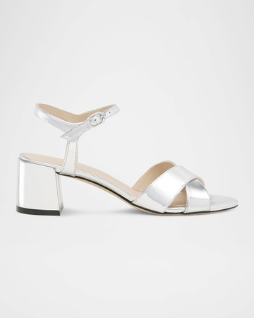 Dayna Metallic Crisscross Ankle-Strap Sandals
