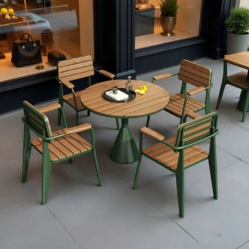 免運 公司貨 戶外防曬塑木桌 椅組合休閑奶茶店咖啡廳露天音樂酒吧休息區小圓桌  可開發票 全館五折 工廠現貨直銷 新品特價 z11081