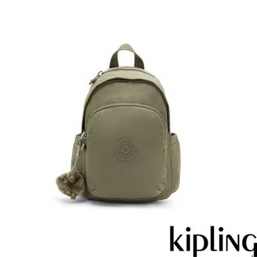 Kipling 鼠尾草綠拉鍊式小巧收納後背包-DELIA MINI