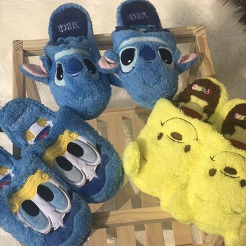 史迪奇棉拖🎀 卡通維尼熊三眼毛絨家居室內地板拖鴨子拖鞋 毛絨拖鞋 鴨子拖鞋 室內棉拖 居家拖鞋 可愛棉拖 保暖拖鞋