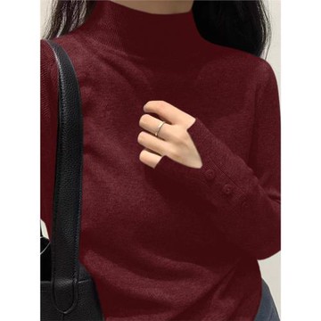秋冬季安哥拉紅寬松顯瘦長袖毛衣女打底新款高級半高領針織衫上衣