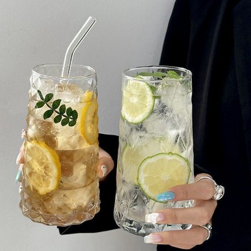 價韓式鑽石杯子ins高顏值大容量 冰美式咖啡杯飲料果汁杯家用奶茶杯夏日果飲 大容量 居家聚會下午茶自製飲實用容器