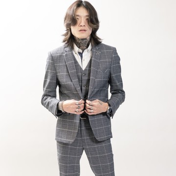 TOP_KOREA 正韓 交叉格紋質感西裝套裝 (3件式)