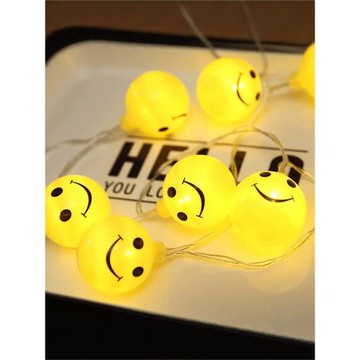 ins網紅笑臉燈云朵表情裝飾燈串少女心房間布置網紅彩燈閃燈串燈
